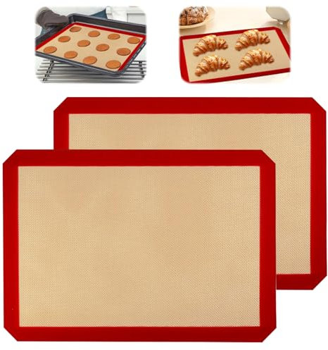2 Pièces Tapis Cuisson,30x40 cm Tapis de Cuisson Silicone pour Four,Plaque Silicone Four,Feuille de Cuisson Patisserie Sans BPA,Tapi Cuisson Silicona Four Antiadhésif pour Pain,Biscuits,Macarons