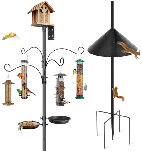 Bird Feeders Hanging Station, Heavy Duty Metal Bird Feeding Station, 232cm Tall Free Standing Multi Bird Feeder Pole Stand Hanger for Attracting Garden Wild Birds