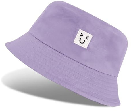 Tuopuda Fischerhüte Bucket Hat Unisex Sonnenhut Baumwolle Buckethut Faltbar Fischerhut Anglerhut Freizeithut Sommermütze Herbst Camping Reisen Wandern, Lila-01