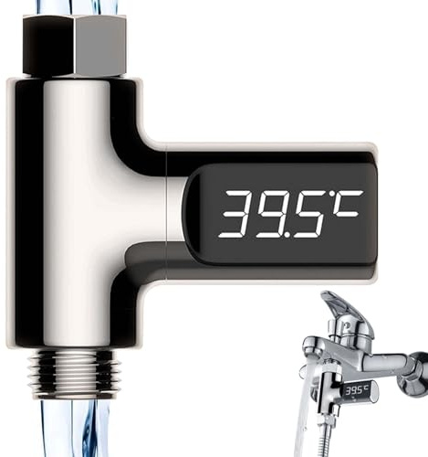Digital Badethermometer, 5-85 ℃ Duschthermometer, 360 ° drehbarem Bildschirm Echtzeit Wasserdurchfluss Thermometer für Wassertemperatur, für Hauptküche-Badezimmer Duschthermometer