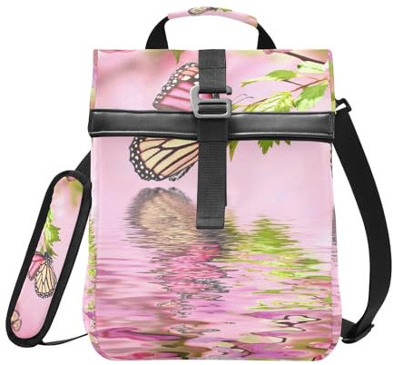 Lonchera aislada con tapa enrollable para mujeres y hombres, lonchera plegable con tapa enrollable, reutilizable, con correa para el hombro