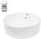 LuxeBath Waschbecken Keramik Weiß Ø 460x155 mm rund mit Ablaufgarnitur Weiß, Aufsatzwaschbecken mit Überlauf, Aufsatzbecken Aufsatzwaschtisch Waschschale Waschplatz Handwaschbecken für Badezimmer