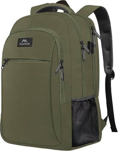 MATEIN Laptop Backpack, 15.6 Inch Travel Backpack Women, Laptop Rucksack with USB Charging Port, School Bag Anti Theft Daypack Work Bags for Men Women, Dark Green
