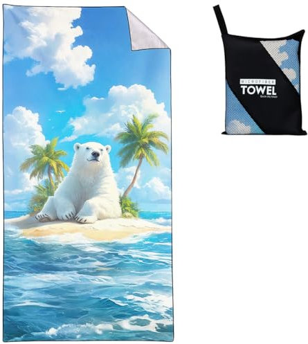 Violetpos Eisbären auf Inseln Strandtuch 90x180 cm Schnell Trocknende Badetuch Sandfrei Handtuch Strandhandtuch Strandtücher Groß Badehandtuch Tragbares Handtücher Leichtes und Dünnes