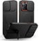 SURITCH Funda Magnética Compatible con iPhone 15 Pro MAX, Carcasa de amortiguación a Prueba Protectora con Tapa de cámara Deslizante y Soporte Ajustable(Negro)