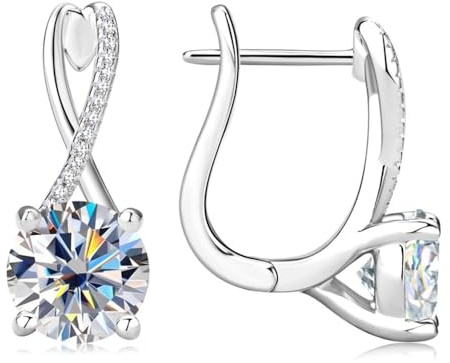 Moissanit Diamant Damen Creolen Ohrringe-Funkelnde Eleganz -925 Sterling Silber -18K Gelbgold/Weißgold -mit stilvoller Geschenkverpackung von ROUGEMONT Jewelllery- Hypoallergen
