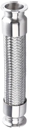 1.5 & 2 Tri Clamp Bellows Hose - 304 Stainless Steel Braided Flexible Pipe (19-51mm OD) for Homebrew & Sanitary Applications(51mm OD K64mm)