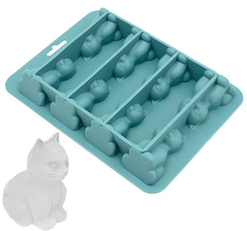 Eisformen für Cocktails – Katzenform für Eisbällchen – Eiswürfelform, weich, 8 Mulden in 3D-Form, Katzen-Form, für Haus, Meetings, Urlaub
