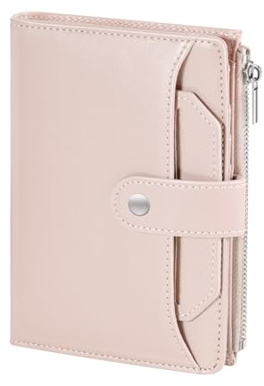 Dadanism Porta Passaporto e Carte con Blocco RFID, Rosa | Custodia Slim in Pelle PU con Tasca Cerniera per Monete, Piccoli Portafogli per Uomo & Donna, Essenziali per Viaggi