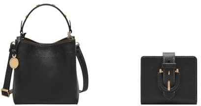 Fossil Damen Jessie Schwarze Ledertasche und Harwell Portemonnaie, Set