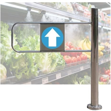 XILYZMO Diseño Unidireccional Almacén Puerta Seguridad Supermercado Entrada Y Salida Acero Inoxidable Puerta Peatonal Cierre Automático Batiente para Garaje Estacionamiento(Left,Total Length -1.1m)