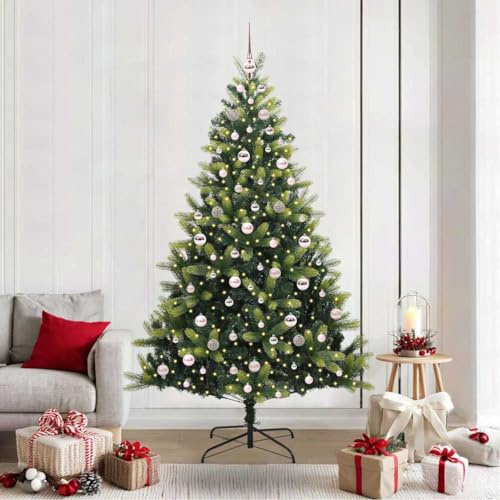 Árbol De Navidad Artificial Plegable Verde 210 Cm con 300 Luces LED, Ramas De PVC y PE Realistas, Montaje Fácil, Reutilizable, Decoración para Interior y Exterior, Christmas Tree Moderno
