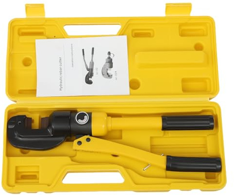 Hydraulic Rebar Cutter Steel Bolt Chain Cutting Tools Manual Handheld Heavy Duty Cropper Toolbox for Roll Cages, Frames, Carbon Steel-Yellow (4-22mm/13 Ton)