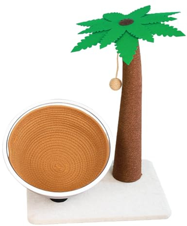 Cat Tree Leaves with Sisal Rope, Dangling Balls 3 in 1, 24H Cat Tree Leaves with Reinforced Stable Base for Cats Climbing,Play and Rest