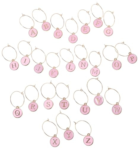 26 piezas Colgantes para Copas de Vino con Letras Identificadores Reutilizables para Bebidas Marcadores Personalizables para Fiestas y Reuniones Accesorios Prácticos