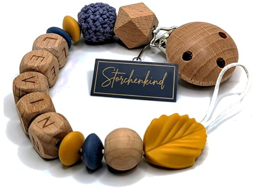 Storchenkind - Individuell gestaltetes Babygeschenk personalisiertes Baby Geschenk mit Namen für Mädchen oder Junge Baby Geschenk personalisiert zur Geburt & Taufe mehrere Modelle (blau/gelb)