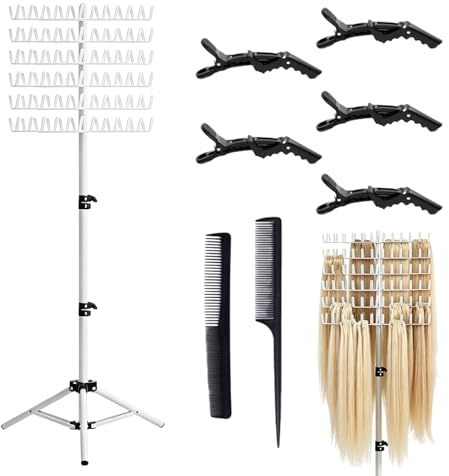 PORFOYO Support pour tresses de cheveux, réglable, support pour perruques avec 144 épingles, support pour coiffures tressées, support pour extensions de cheveux, pour salon de coiffure et maison
