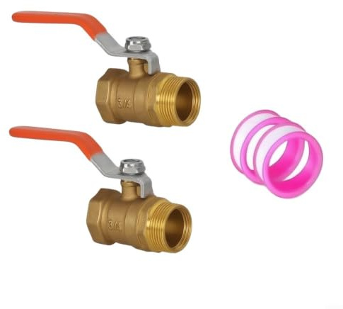 Lot de 2 robinets sphériques en laiton G1/2 et G3/4 avec poignée à levier chromée pour conduite d'eau chauffage piscine (4 points)