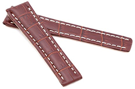 Bob Herren Faltschließband Alligator Style kompatibel Breitling 22/18 mm Dunkelbraun
