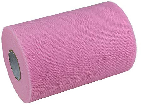 Paor, nastro in tessuto tulle per decorazioni, confezioni, fiocchi, tutù, lungo 91,4 m e largo 15 cm, disponibile in diversi colori rosa