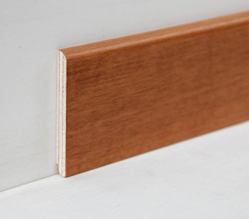 Hobby Legno - Battiscopa Rivestito In Legno Di Tanganica Tinta Noce Chiaro mm. 75X10X2400 (Prezzo Per ml. 4, 80)