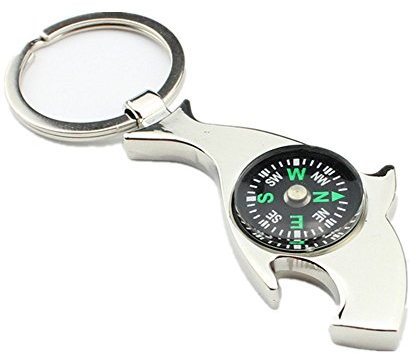 Freessom Porte Clé/Clef Decapsuleur Biere Forme de Boussole Requin Animaux Ouvre-Bouteille Anneau Personnalisé Metal Multi-Fonction Pendentif Original Accessoire de Sac Voiture