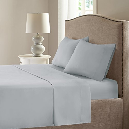 Comfort Spaces Coolmax Moisture Wicking Sheet Set Soft, Fade Resistant, All Elastic Deep Pocket Fits Up to 16 Mattress - Warm Weather Cooling Sheets for Night Sweats, Twin, Grey, 3 Piece