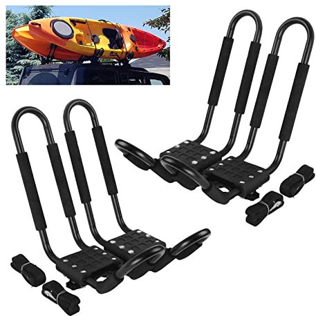 XMT-MOTO J-Bar 2 Pairs Universal Kayak Canoe Top Mount Carrier Roof Rack Boat SUV VAN Car