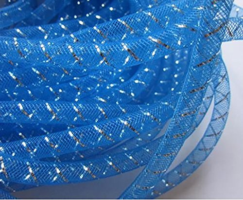 YYCRAFT 13,5 Meter (15 Y), massives Netz-Rohr für Bastelarbeiten, Deko-Flex, für Kränze, Cyberlox Crin Crafts, 8 mm (3/8 Zoll) (Königsblau/Silber)