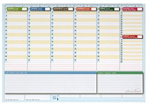 Wochenplaner-Schreibtisch 42 x 30 – Agenda Planner Tisch ewigen – World Planner