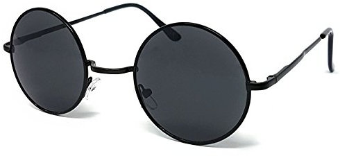 WS UK Round Lens Sunglasses [Black Frame, Black Lens]