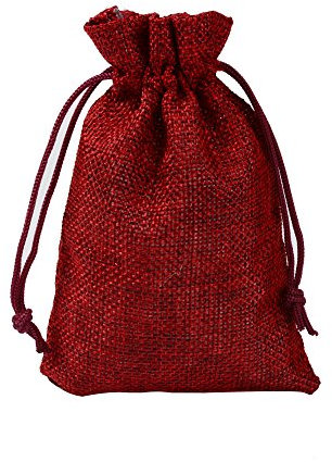 YFZYT 20 Piezas Bolsas de Lino de tamaño práctico Bolsas de cordón de Hesse Bolsa de Yute Bolsa de Regalo de Saco de Fiesta de Monedas Artes artesanales - 9 x 12 cm, Vino Rojo