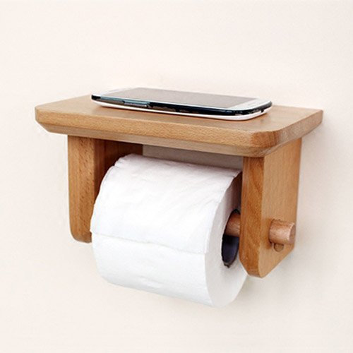 Porte Rouleau En Bois Massif Porte Papier Hygiénique Etanche Antirouille Porte Serviettes En Papier Support Mural Boîte à Papier Toilette