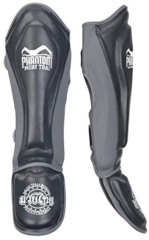 Phantom Schienbeinschoner - Idealer Schutz und Optimale Passform für Kicks im Sparring - Mit Spannschutz für jeden Kampfsport - MMA, Kickboxen und Muay Thai - Herren und Damen (S/M)