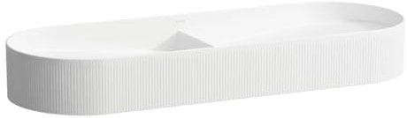Laufen Sonar Doppelwaschtisch-Schale mit Textur, ohne Hahnloch, ohne Überlauf, 1000x370mm, inkl. Keramikabdeckung für Ablaufventil, weiß, Farbe: Weiß mit LCC - H8123494001121