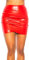 Koucla Jupe en cuir synthétique aspect cuir - Mini jupe froncée, rouge, M