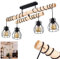 Pendant Light Gondo in Wood and Black Metal, Retro Hanging lamp Fitting Above a Vintage Table, independently Adjustable Height, max. 105 cm, for 4 x E27 Bulbs max. 60 Watt