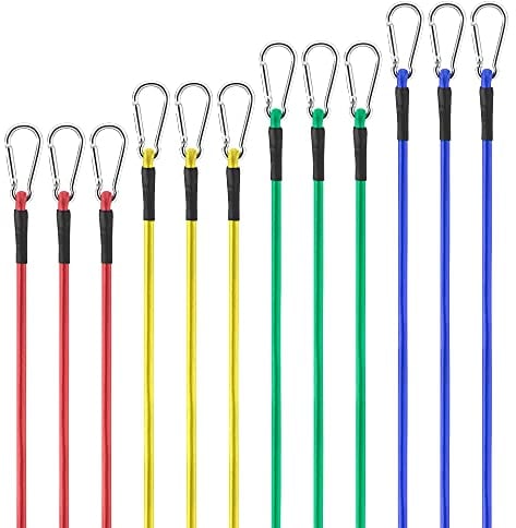 Navaris Gomas elásticas con gancho - Set 12x Pulpo elástico con mosquetones de agarre - Pulpos tensores para amarre de equipaje bicicleta baca toldo