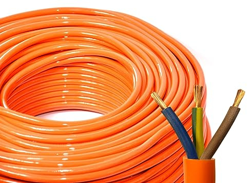 Hilark Cavo di prolunga H07BQ-F 3x2,5 mm 3g2,5 mm (230V, 16A) Cavo Pur arancione/blu (10 metri, Arancia)