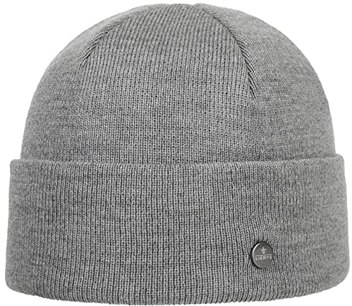 LIERYS Merino Feinstrick Dockermütze Damen Herren Strickmütze Merinowolle Wintermütze Made in Germany Herbst Winter hellgrau One Size