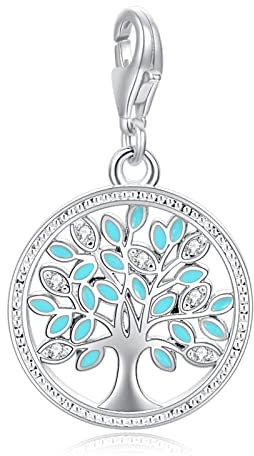 LaMenars Family Tree Fermoir 925 Charms En Argent pour Femmes Pendentif En Forme De Coeur Convient Pour Bracelets et Colliers Anniversaire Cadeau De Fête Des Mères