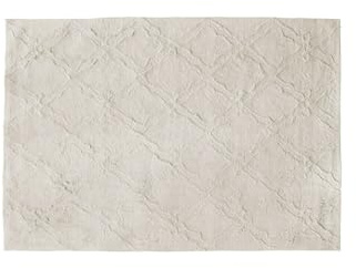 Loberon Teppich Petrus, Creme | Elegantes Trellismuster, Dezente Hoch-Tief-Struktur, Weiche Haptik, 140x200 cm, Wohntextilien, Wohnaccessoire, Baumwolle