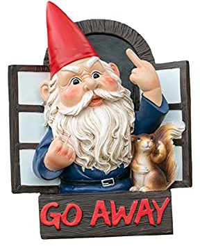 Ricemru Gartenzwerg Hängend Go Away,Zwerge Figuren Garten Lustig, Statue Garten Zwerg Lustiger,Wetterfeste Garten Gnom, Gartenwichtel Außenstatuen Dekor für Hof Balkon Außen