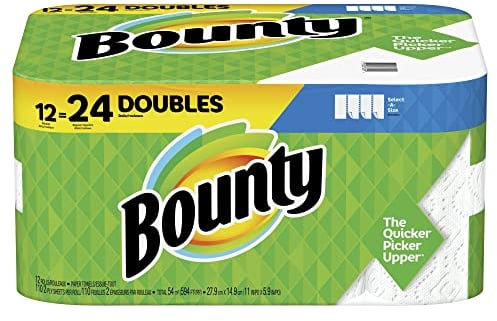 Bounty® Select-A-Size® Toallas de papel dobles de 2 capas, 98 hojas por rollo, paquete de 12 rollos