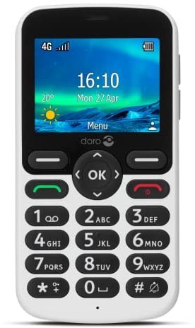 Doro 5860 4G Unlocked Mobile Phone for Seniors with Talking Number Keys, 2MP Camera, Assistance Button and Charging Cradle [UK and Irish Version] (White)