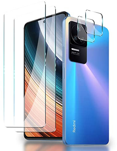 AnnhanT Protector Pantalla para Xiaomi Redmi K40S, Cristal Templado 2 Piezas y Protector de Lente de cámara 2 Piezas - 9H Dureza Antiarañazos, Antihuellas, Sin Burbujas