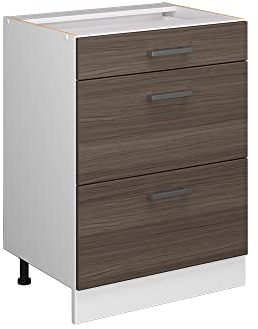 Vicco Meuble Cuisine R-Line, Gris/Blanc, 60 cm avec tiroirs, sans Plan de Travail