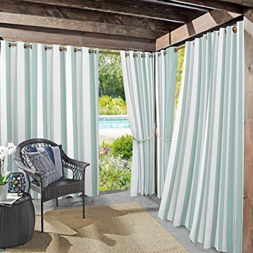 Sun Zero Valencia Lot de 2 Rideaux à œillets à Rayures Cabana pour intérieur/extérieur Protection UV écoénergétique