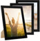 PHOTOLINI Bilderrahmen A4 Schwarz Holz MDF, breiter DIN A4 Bilderrahmen 3er Set 21x30, Rahmen 21x30 din a 4 mit Acrylglas, picture frame zum Aufhängen & Aufstellen, Bilder Rahmen 30x21 mit Zubehör