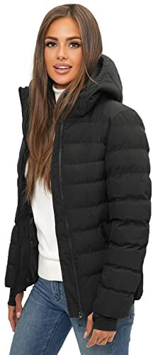 OZONEE Damen Winterjacke Jacke Winter Farbvarianten Warm Bomberjacke Steppjacke Wintermantel Kunstfell Daunenjacke Leichte Outdoor Puffer Jacket Gepolstert 777/9463K/392 SCHWARZ M